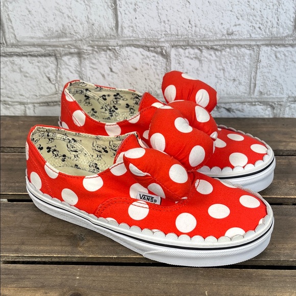 Vans RARE Authentic x Disney Minnie Mouse Red Bow with White Polka Dots Sneakers - Picture 4 of 11